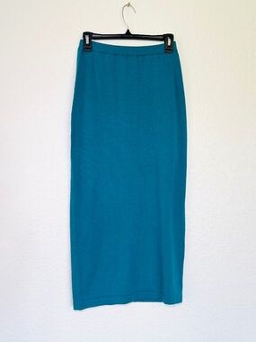 Nancy Heller Pencil Skirt Women's XS 100% Cotton Teal Midi Vintage 90s New
